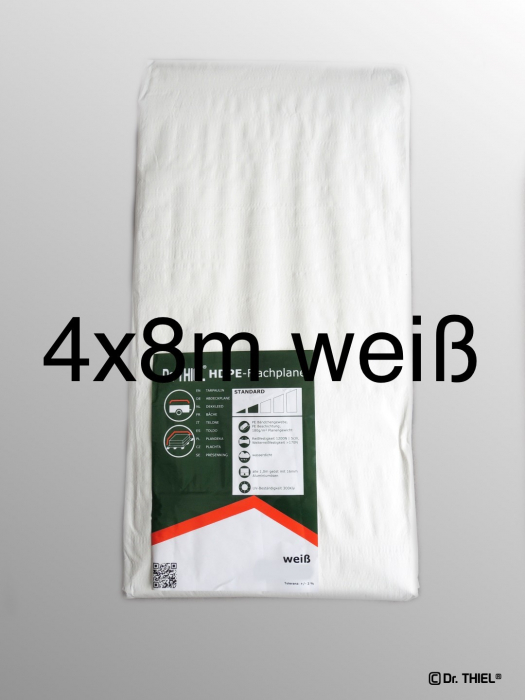 Telone impermeabile HDPE 180g, telone piatto 4x8m bianco senza corda
