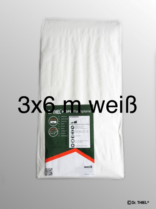 Telone impermeabile HDPE 180g, telone piatto 3x6m bianco senza corda