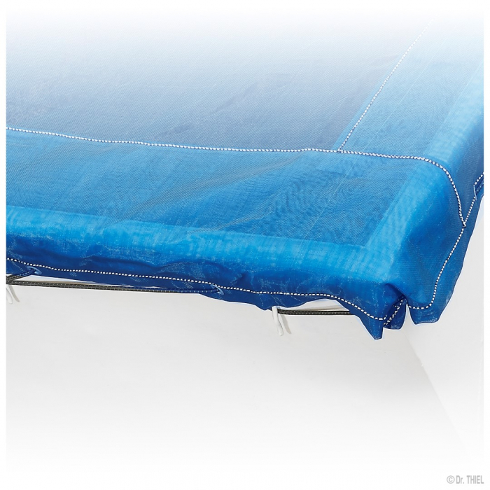Gewebeplane mit Randverstärkung 250g, luftdurchlässig, blau, 3.1x7.5m ohne Expanderseil