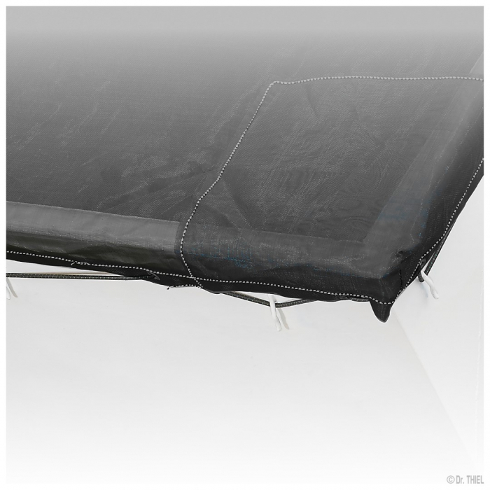 Bâche monofilament PE 250g avec 2 coins cousus, renforcés & formés, noir sans corde 2.5x7.0m