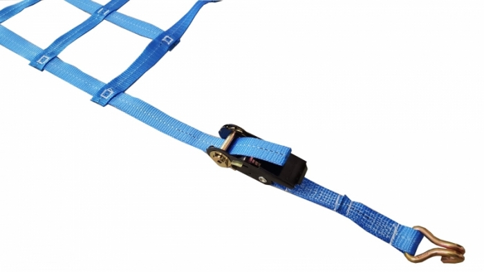 Ladungssicherungsnetz Gurtbandnetz 25mm Gurtband Blau Schwarz 1200 daN