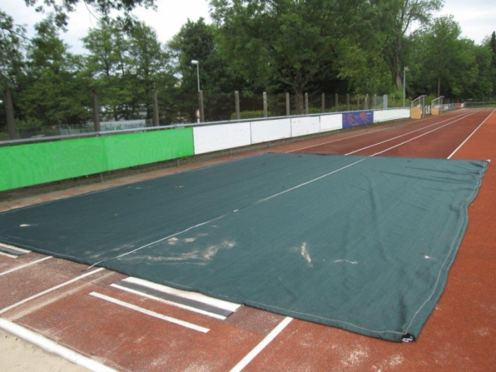 Sprunggrubenabdeckung mit Gliederkette – Sandgrubenabdeckung Weitsprunggrubenabdeckung Sportplatzabdeckung