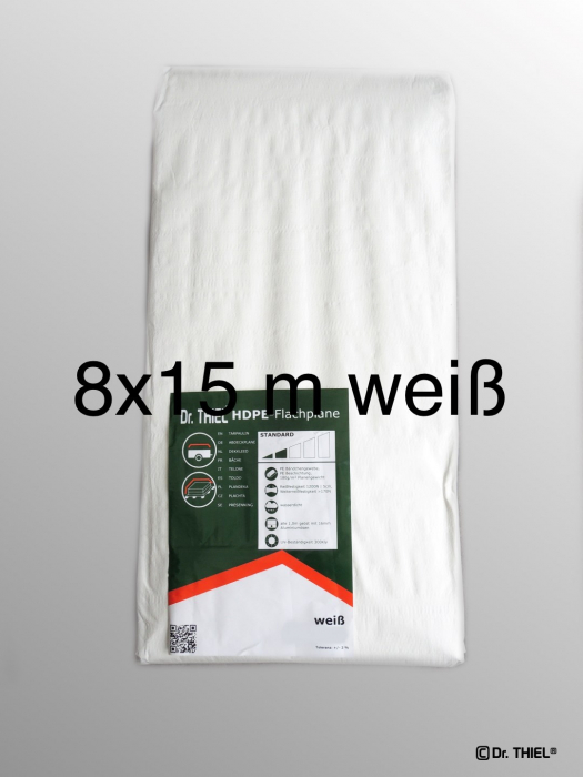 Telone impermeabile HDPE 180g, telone piatto 8x15m bianco senza corda