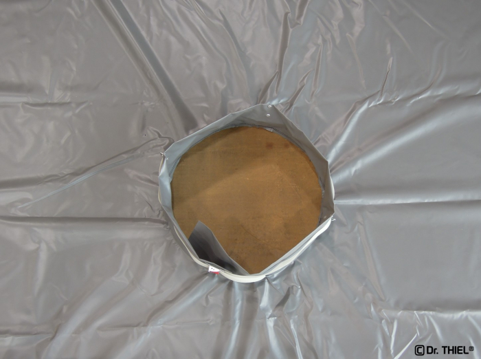 PVC Skip cover tarpaulin with filler for bulk good chutes 630g /m²