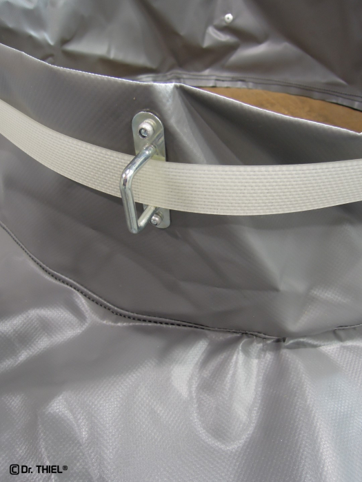 PVC Skip cover tarpaulin with filler for bulk good chutes 630g /m²