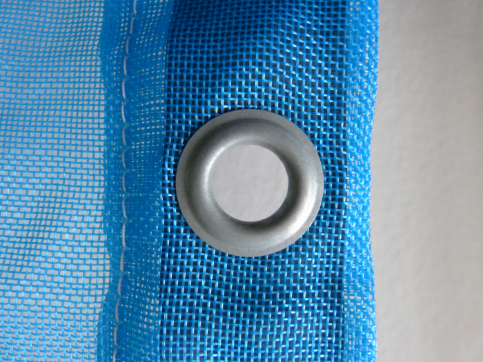 Universelle steife glatte luftdurchlässige Netzplane 200g/m² blau ohne Seil Sondergröße