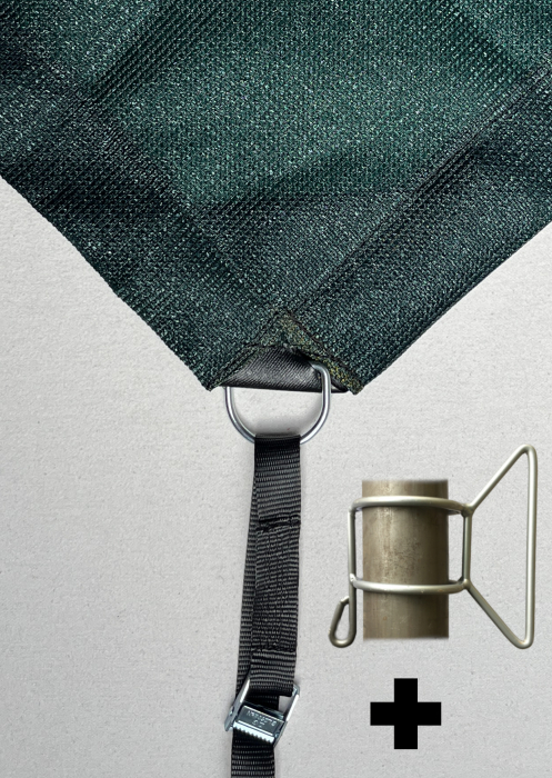 2-in-1 rectangular sun sail sunshade sandpit cover with tension strap handles dark green