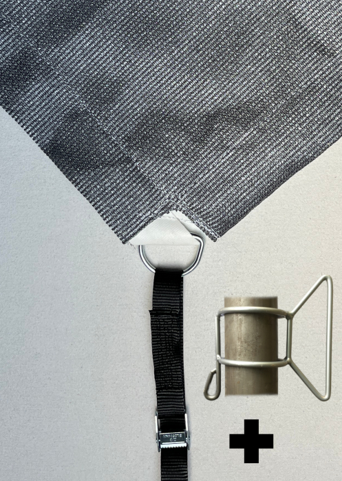 2-in-1 rectangular sun sail sunshade sandpit cover with tension strap handles silver