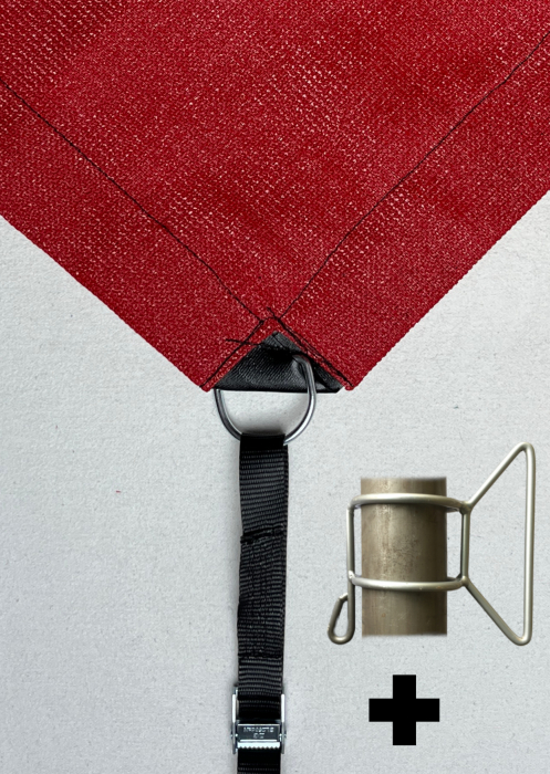 2-in-1 rectangular sun sail sunshade sandpit cover with tension strap handles red