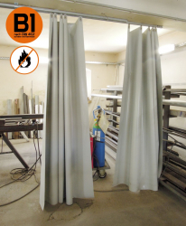 B1 PVC Vorhang Schweißvorhang Seitenschutz schwer entflammbar DIN 4102 630 g/m²